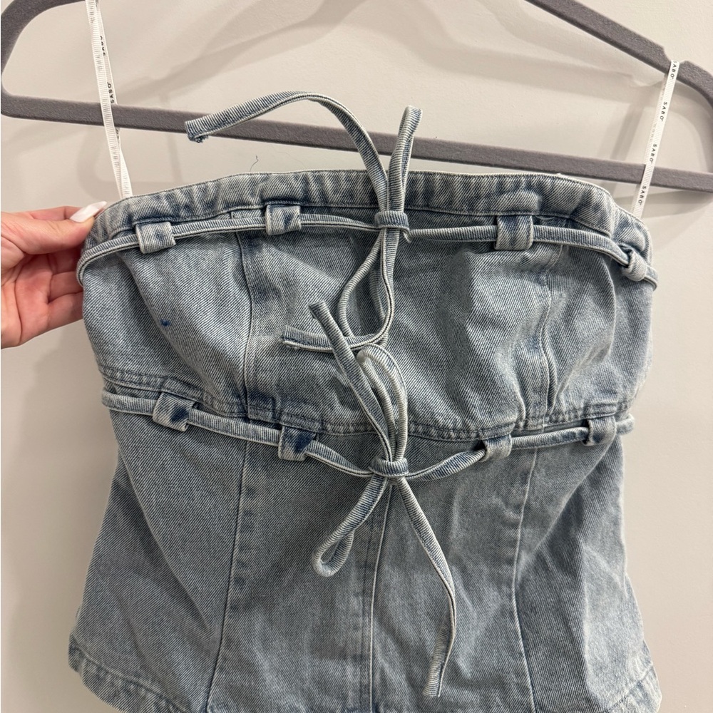 Sabo Skirt Light Blue Denim Tube Top